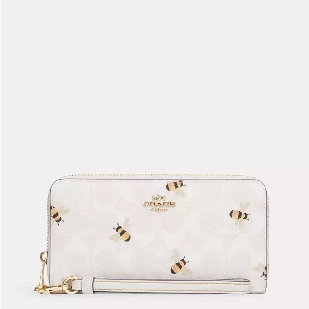 Coach Long Zip Wallet with BEEEEEEES 🐝